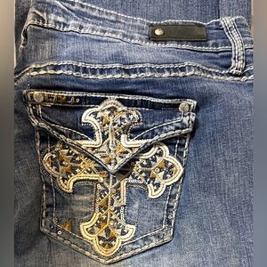 Antique Rivet Embroidered Cross Pocket Jeans Women’s 16W Bootcut Denim